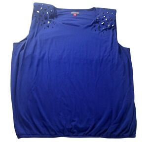 Vince‎ Camuto Sleeveless Studded Blouse Women's L Royal Blue Stretch Tank Top